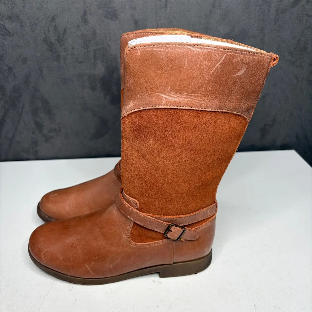 Stride Rite SR Juliette Girls Boots Leather Suede Tall Zip Riding Boots Youth 3W